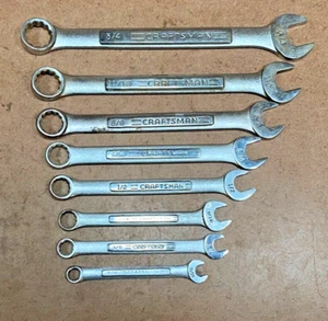 Craftsman USA Combo. Wrench Set w/ 12 Pt. Box ~ 8 Pc. SAE 5/16 thru 3/4" - Picture 1 of 5