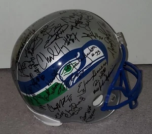 SEATTLE SEAHAWKS ALUMNI SIGNED RIDDELL FULL SIZE HELMET 55 AUTO'S LARGENT MOON + - Picture 1 of 6