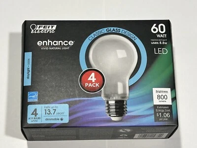 Feit Enhance A19 E26 (mediana) bombilla LED luz de día 60 vatios equivalencia paquete de 4 Foto 1 de 4