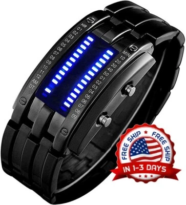 Reloj Binario Para Hombre Lava Matrix Reloj De Pulsera Digital Led Azul Clásico - Imagen 1 de 4