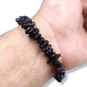 Handmade Natural Red Garnet Gemstone Raw Rough Bracelet, Fully Adjustable Bracel - Picture 1 of 4