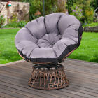 Patio Papasan Chair Pe Wicker Furniture Steel Frame Tear-resistant Cushion Cover