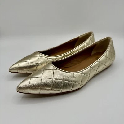 Ballet Bruno Magli Bianca Planos Para Mujer Talla 9 EU 39 Metálico Dorado Acolchado Foto 1 de 4