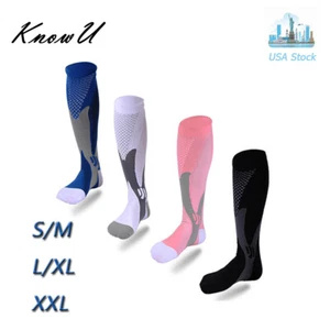 Mens Womens Compression Socks Leg Support Sports for Running Fitness Unisex - Picture 1 of 20