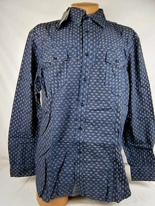 Smash Mens Mini Paisley Long Sleeve Shirt Navy Blue Medium NWT #403O CA805 - Picture 1 of 3