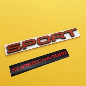 Etiqueta engomada emblema logotipo maletero coche para Range Rover SPORT SUPERCHARGED negro rojo - Imagen 1 de 6