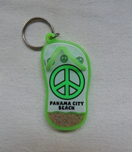 Panama City Beach Green Flip Flop Key Chain - Picture 1 of 2