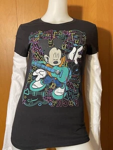 NEW DISNEY MICKEY MOUSE MUSIC GUITAR BLACK WHITE T-FER T-SHIRT TOP MEDIUM - Picture 1 of 4