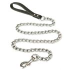 Stylish and Durable Metal Chain Dog Leash with Leather Handle Strong Control