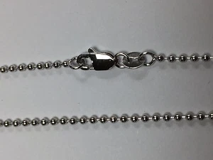 14kt 14K White Gold 16" 18" 20" 1.5mm Ball Bead Necklace Chain Lobster - Picture 1 of 3