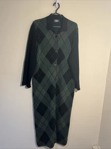 Magic L Made Italy Argyle Knitted Maxi Duster Cardigan Sweater Quiet Luxury - Picture 1 of 8