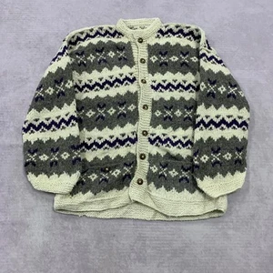 Vintage Knitted Cardigan abstract patterned chunky knit sweater Men's - Picture 1 of 5