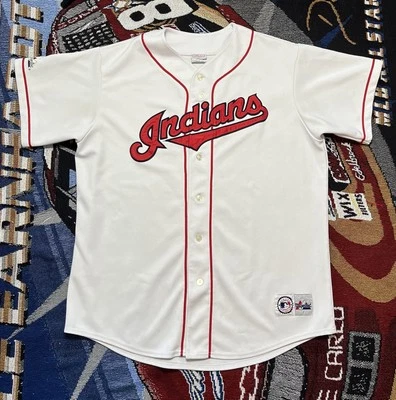 Camiseta de beisebol vintage Cleveland Indians MLB Majestic 2XL Guardians costurada em branco - Imagem 1 de 4