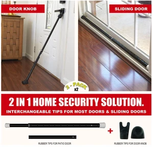 SECURITYMAN 2-in-1 Door Security Bar & Sliding Patio Door Security Bar (2 Pack) - Picture 1 of 8