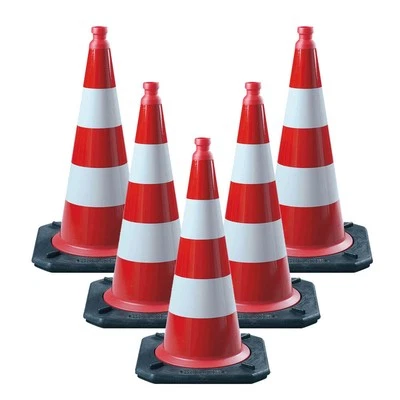 TMS PRO SHOP BIGPACK 5 x Leitkegel rot/weiß, BASt, retroreflektierend RA1, Höhe: 75 cm