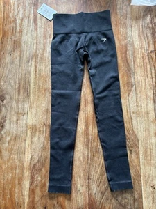 Leggings sin costuras Gymshark Gains, talla XS NUEVOS CON ETIQUETAS desgastados negros trasero fruncido £50 - Imagen 1 de 5