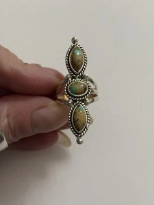 Sterling Silber Black Jack Türkis Ring Größe 5,75 Southwestern - Bild 1 von 5