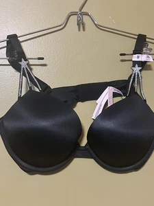 Victorias Secret Bra Shine Strap Push Up Shooting Star 38C Black - Picture 1 of 8