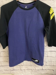Nike Futura lila schwarz Baumwolle Raglan 3/4 Ärmel sportlicher Schnitt Herren Gr. Medium M - Bild 1 von 5