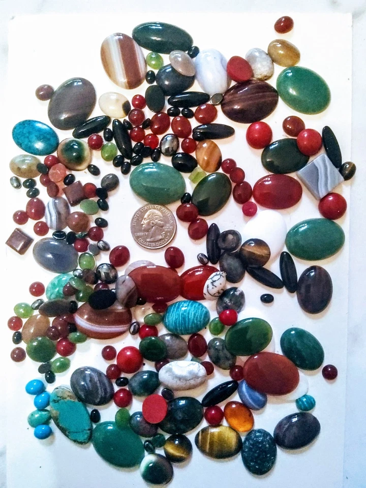 Large Assortment of Gem Grade Cabachons Turquoise, Jade, Onyx, Adventurine, More - Image 1 of 3
