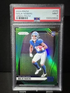 2024 Panini Prizm - Rookies #370 Malik Nabers (RC) Green PSA 9 MINT - Picture 1 of 2