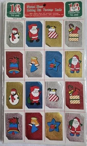 Vintage Christmas Holiday Gift Package Cards 16 Assorted Tie-Ons Foil NOS - Picture 1 of 7
