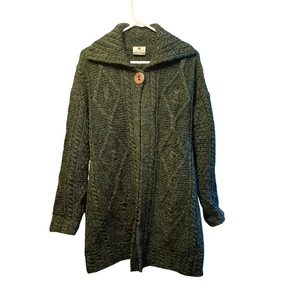 Carraig donn ireland wool green long cardigan - Picture 1 of 5