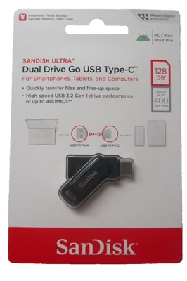 SanDisk Ultra Dual Drive Go USB Type-C 128gb High Speed USB 3.2 Gen 1  400MB/s - Image 1 of 4