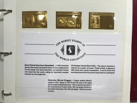 $6 ANTIGUA & BARBUDA 24K GOLD FOIL RAREST STAMPS OF THE WORLD COLLECTION - MNH Cover
