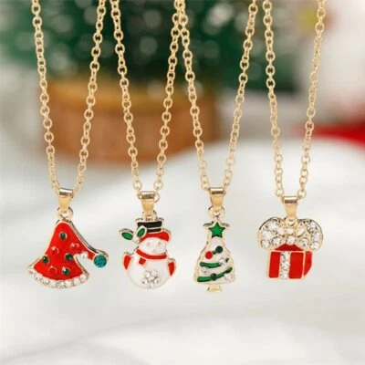 Moda Navidad Navidad Navidad Esmalte Colgante Collar Clavícula Cadena Mujeres Joyería Regalo Foto 1 de 4