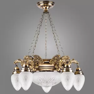 Exklusive Hängelampe Ouro aus Messing mit Adlern / Patina / Adler Lampe - Bild 1 von 1