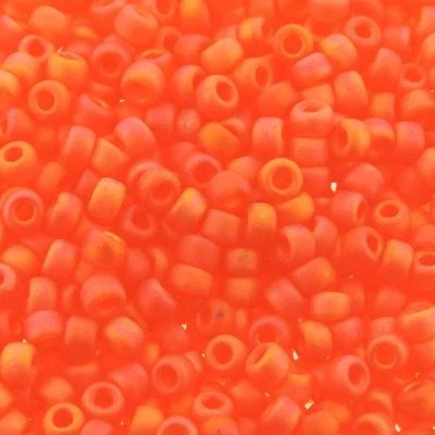 Cuentas Semilla Redondas Miyuki Tamaño 8/0 Mate Trans Naranja AB 22GM-Tubo (8-138FR) Foto 1 de 2