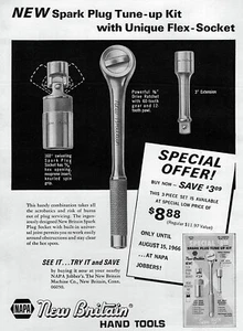 1966 Nuevo kit de puesta a punto Britain Tools bujía anuncio impreso original - Imagen 1 de 1