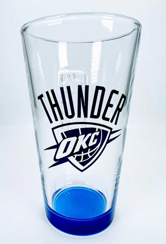 NBA Oklahoma City Thunder Embossed Clear Glass Cup 16oz Basketball Boelter NEW Cover