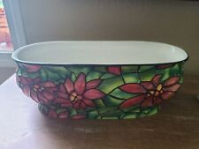 Vintage Jackson And Perkins Poinsettia Mosaic Stained Glass Style Planter