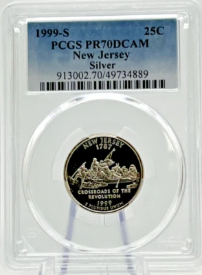 1999-S PCGS PR70 DCAM New Jersey 25C Silver Quarter Proof 25 Cents Uncirculated - Image 1 of 2