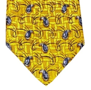 Robert Talbott Best of Class Men Tie Gold Teardrop Silk Classic Handmade USA - Picture 1 of 10