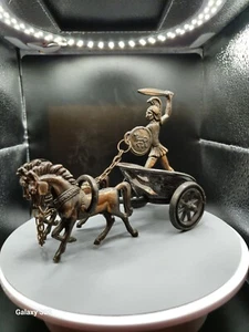 Roman Gladiator On Chariot. Bronze Tone - Picture 1 of 11