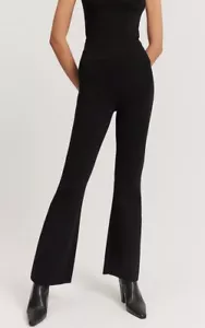 Country Road Compact Knit Flare Pant In Black Size Large - Picture 1 of 11