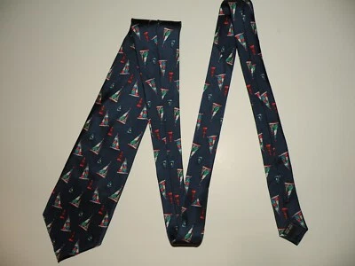 Corbata cuello Utopía 100% seda azul marino veleros y faros vela agua  Foto 1 de 4