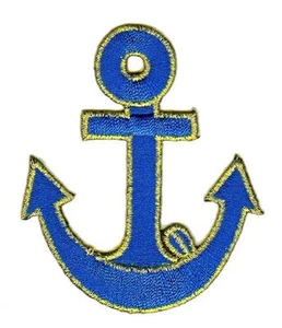 ap42★Anker Blau Seefahrt Aufnäher aufbügeln Bügelbild Patch Flicken 5,5 x 6,5 cm - Bild 1 von 1