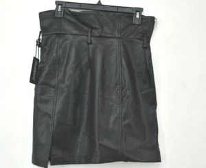 Blank NYC Women Black High Waist Back vent Belted Vegan Leather Mini Skirt 26 - Picture 1 of 7