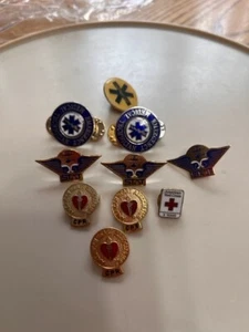 LOT OF EMT EMS HEART ASSOCIATION CPR STAT RED CROSS 5 YEAR PIN BACK UNIFORM PINS - Picture 1 of 5