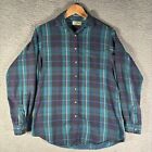 Ll Bean Button Up Shirt Flannel Plaid Blue Long Sleeve Vtg 90S Usa Made Sz S 10