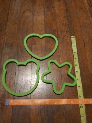 Juego de 3 moldes de silicona para hornear panqueques huevo cabeza cara de oso, estrella y corazón Foto 1 de 4