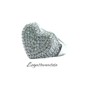 Anello Donna con cuore zirconi bianchi . anello acciaio chevalier anello mignolo - Foto 1 di 19