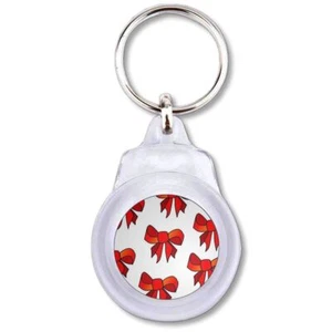 Bow Pattern Plastic Key Ring Round (60mm x 37mm) - Picture 1 of 2