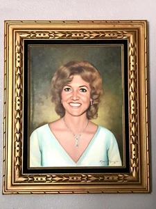 Bellissima donna donna donna dama anni 60 18x14 dipinto olio ritratto arte incorniciata - Foto 1 di 5