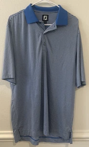 Footjoy FJ Striped Blue White Golf Polo Size Medium Bayville Golf Club - Picture 1 of 4