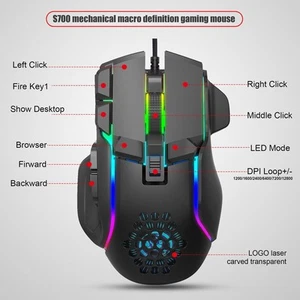 S700 USB Gaming Maus mit 10 Programmierbaren Tasten RGB Hintergrundbeleuchtung - Afbeelding 1 van 7